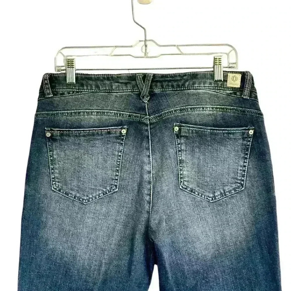 Democracy Flex-ellent Raw Hem Cropped Jeans Medium Wash Pearl Accents Women’s 10 - Picture 5 of 10
